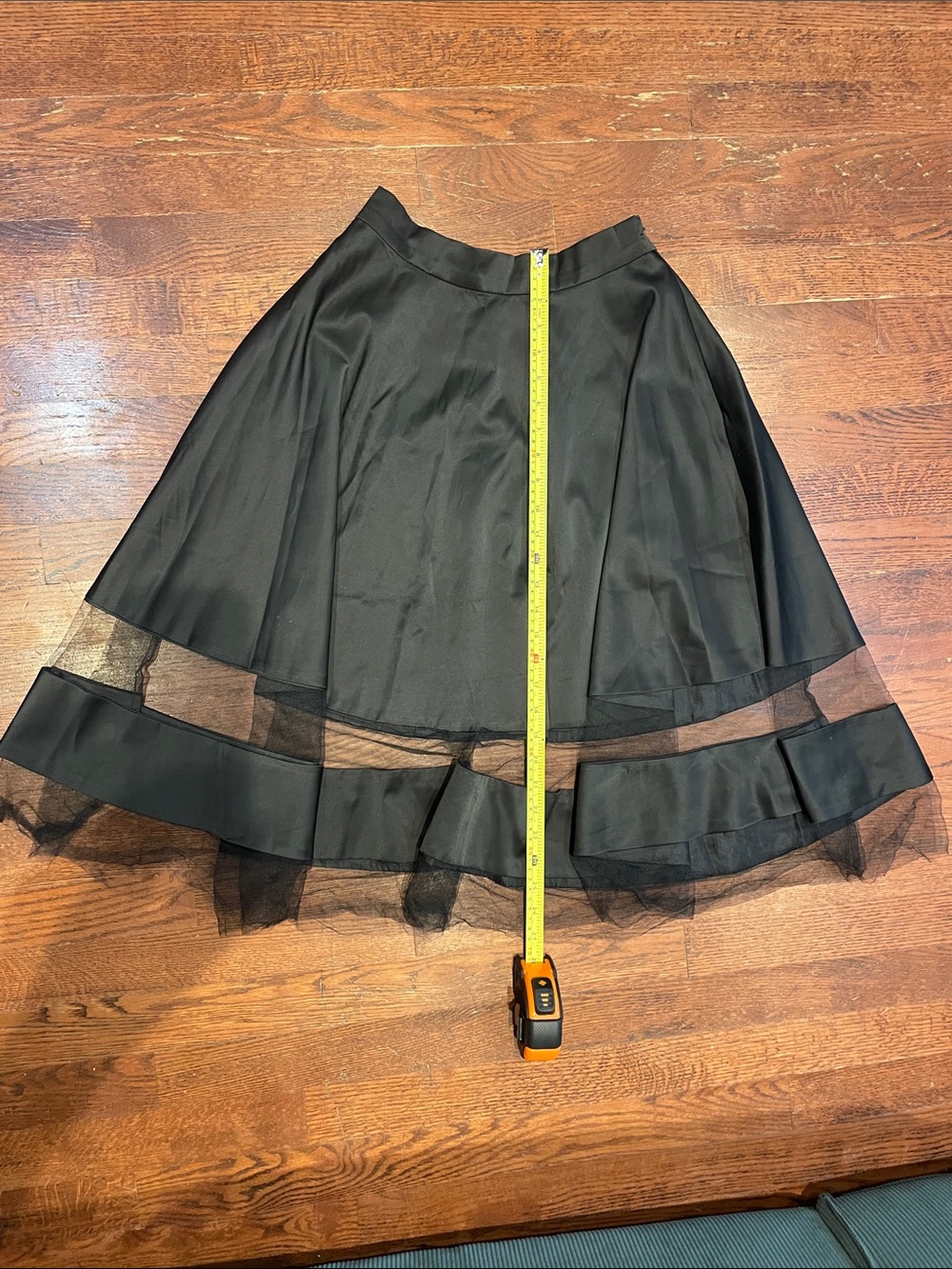 Mendocino Black Circle Skirt with Sheer Hem